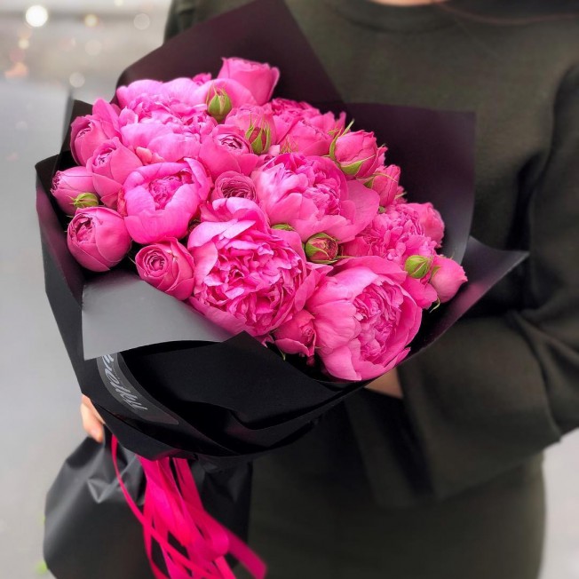 Bouquet of flowers №84 of peonies and peony roses