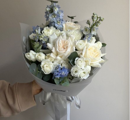 Bouquet of flowers №176 of peony roses, eucalyptus