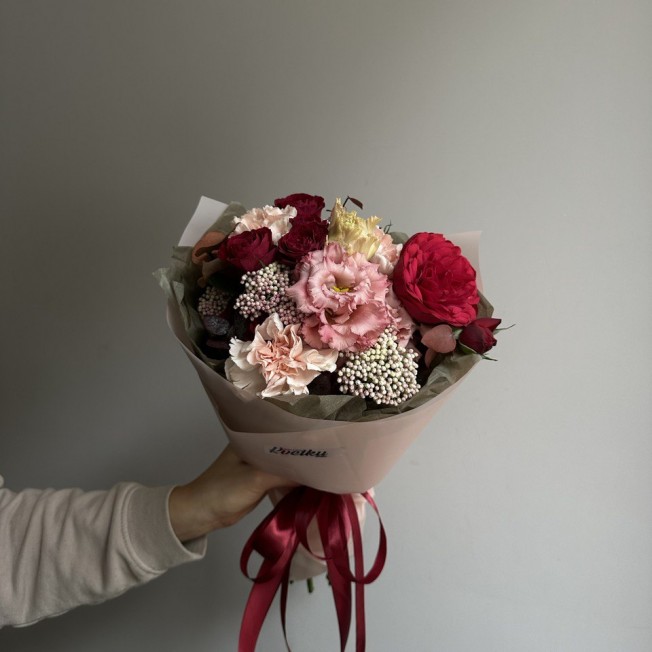 Bouquet of flowers №170 of peony roses, eucalyptus