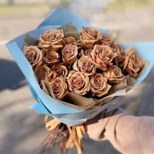 Bouquet of flowers №101 of peony roses Toffee