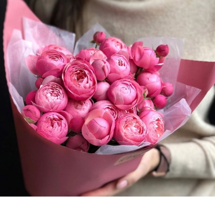 Букет цветов №17 из пионовидных роз Сильвия Пинк