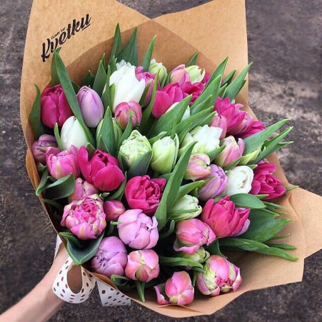 Bouquet of peony tulips - 55 pieces