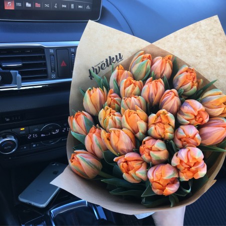 Bouquet of peony tulips Orange Princess