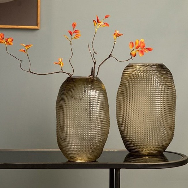 Glass vase 16⌀ x 25cm, brown