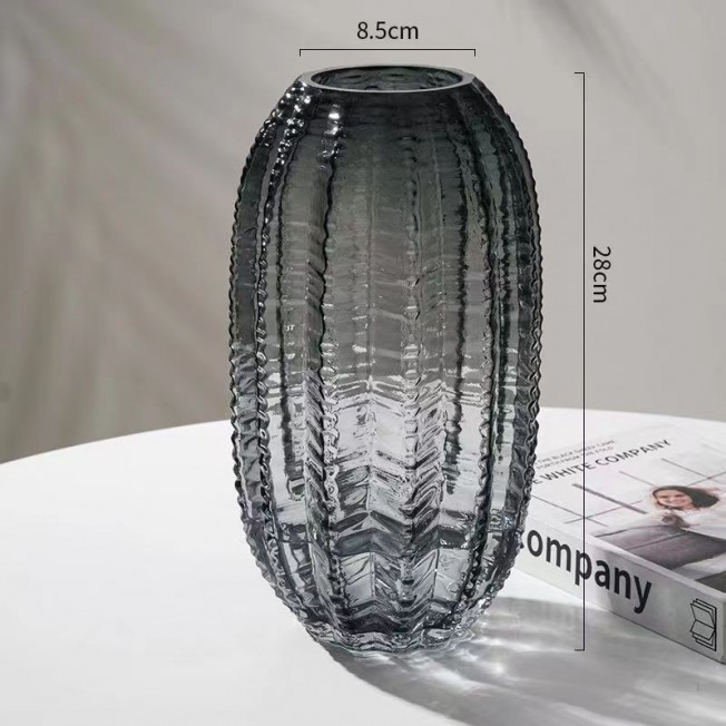 Glass vase 16⌀ x 28cm, gray