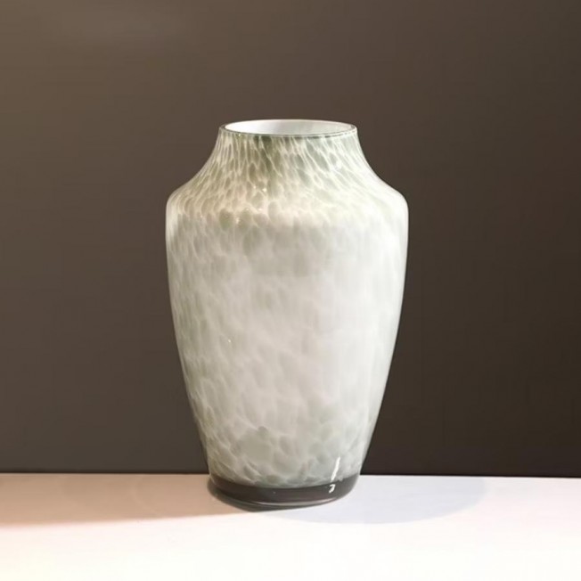 Ваза стеклянная 16⌀ х 25см, молочный/серо-зеленый