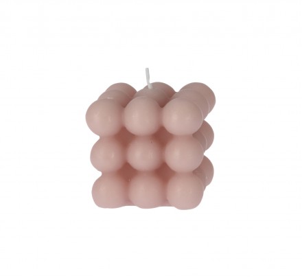 Wax candle - pink 6x6x5.5 cm