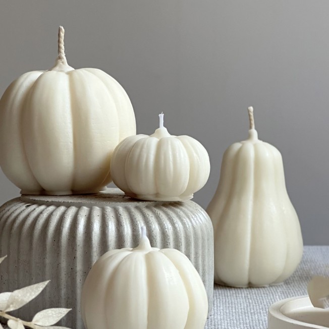 Свеча из воска - тыква белая Свеча из воска - тыква белая