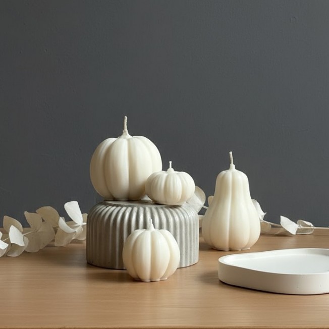 Свеча из воска - тыква белая